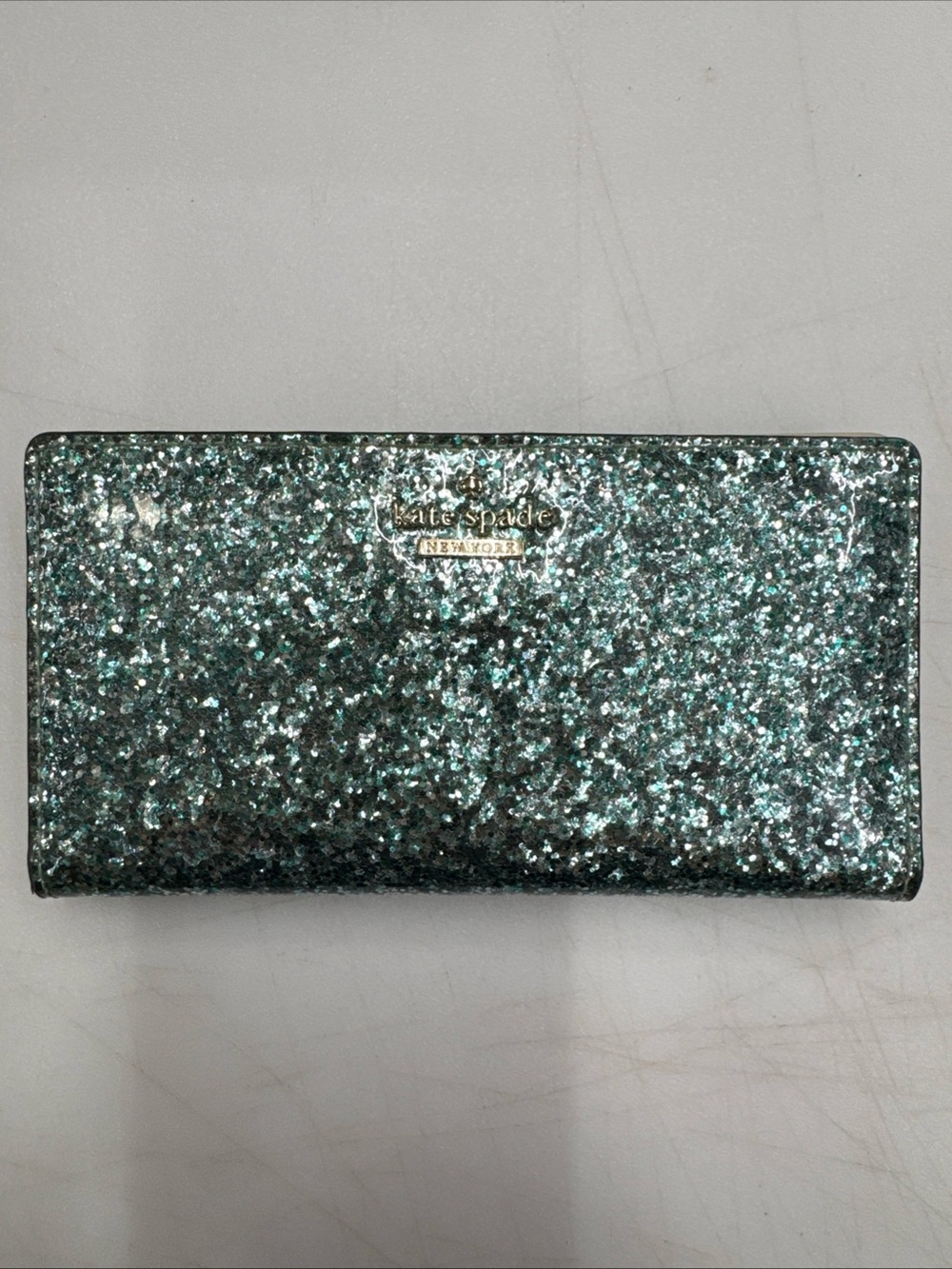 Kate Spade New York Glitter Bug Lacey Wallet Teal Blue